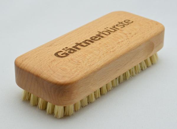 Gärtnerbürste Handwaschbürste, kurze, sehr kräftige, robuste Naturfasern, 6 Reihen, Griffmulden für guten Halt.